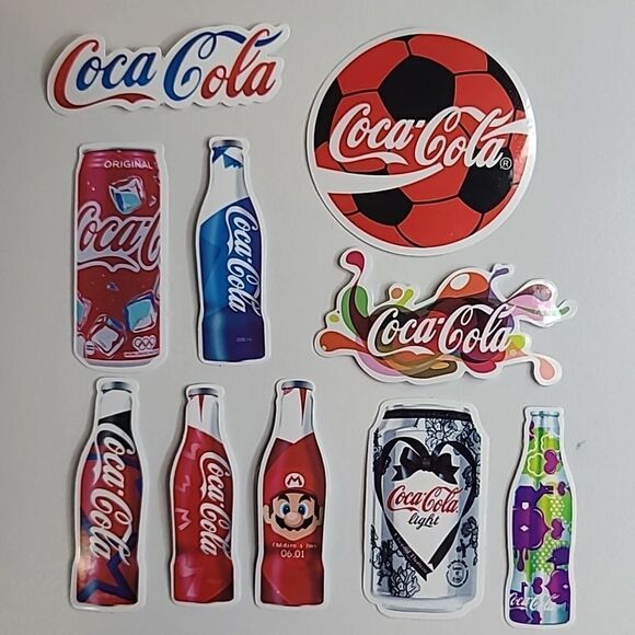 Coca Cola Sticker Decals 10pc Olympic Sport Variety Skateboard Soccer Ball New - Picture 2 of 4